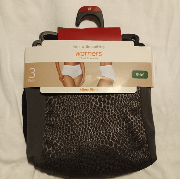 Warner's Tummy Smoothing Women's Briefs - Black and Gray Pattern - Picture 1 of 9